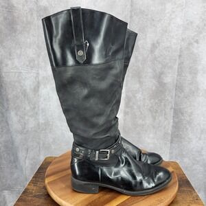 Circus Sam Edelman Riding Boots Womens 9.5 M Paxton Black Faux Leather Knee High